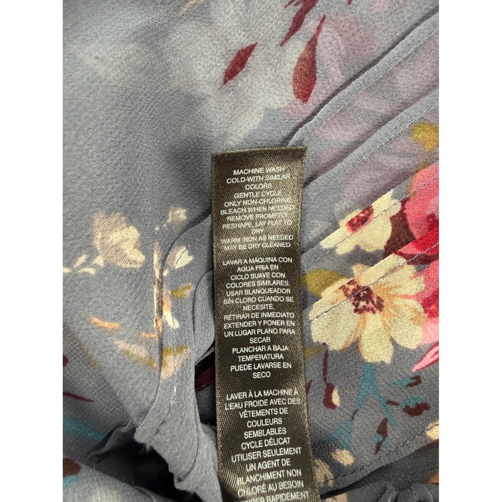 White House Black Market Blue Floral Pintuck Pleat Long Sleeve Dress Size 2 - Picture 7 of 14